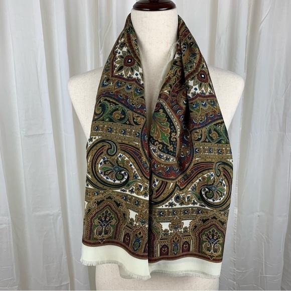 Art of the Scarf 100% Polyester Paisley Scarf Wrap Brand New - Picture 4 of 7